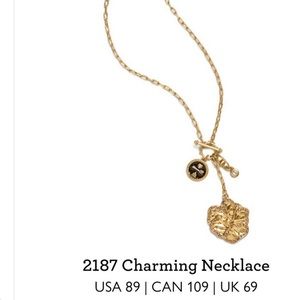 NWT 2187 CAbi Charming Necklace Antique Gold